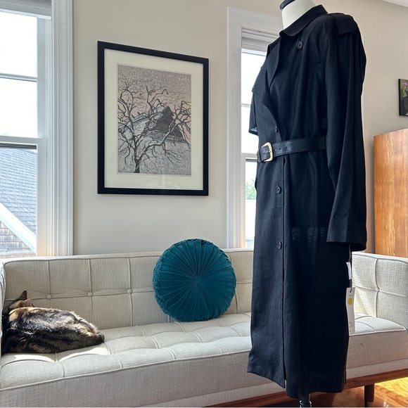 VTG 90’s Linen Trench Coat - Picture 3 of 7